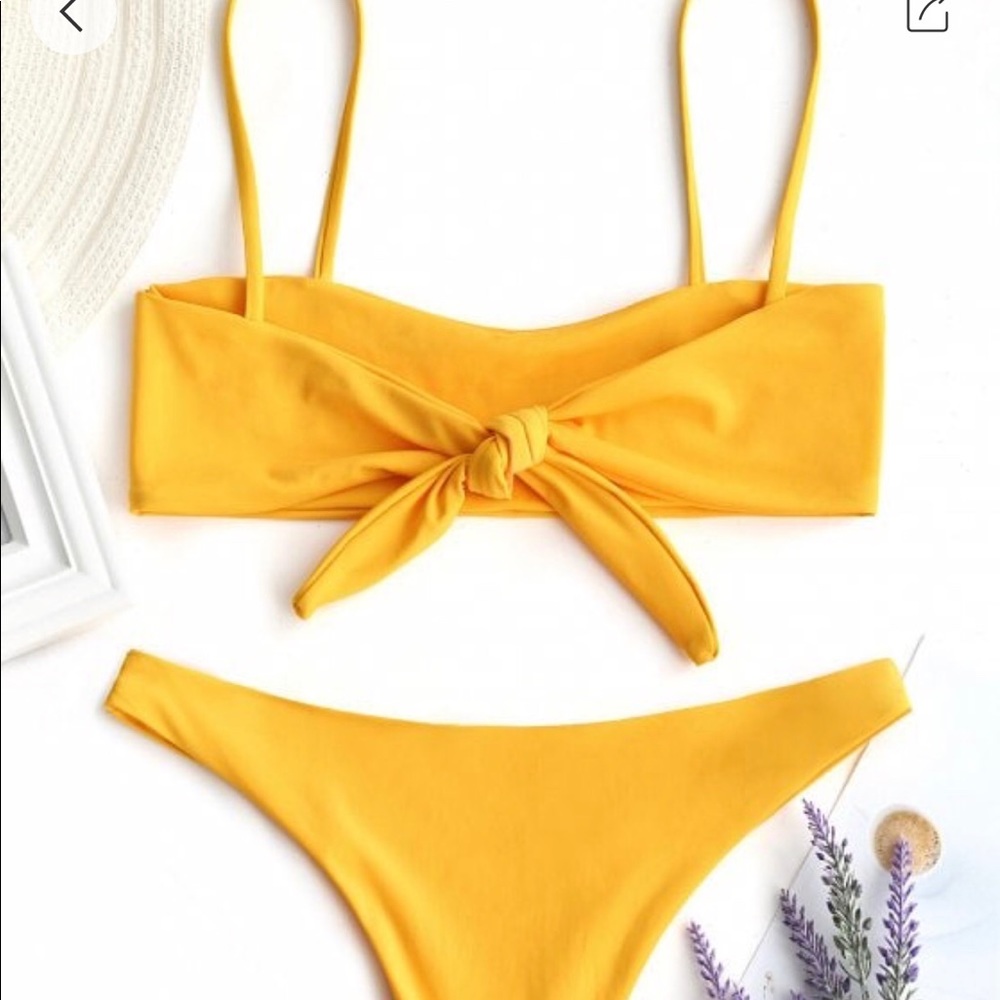 Two piece yellow swim suit
